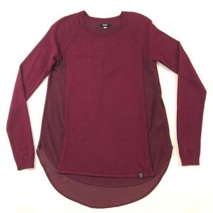 Rudsak burgundy cherry knit sheer top Small